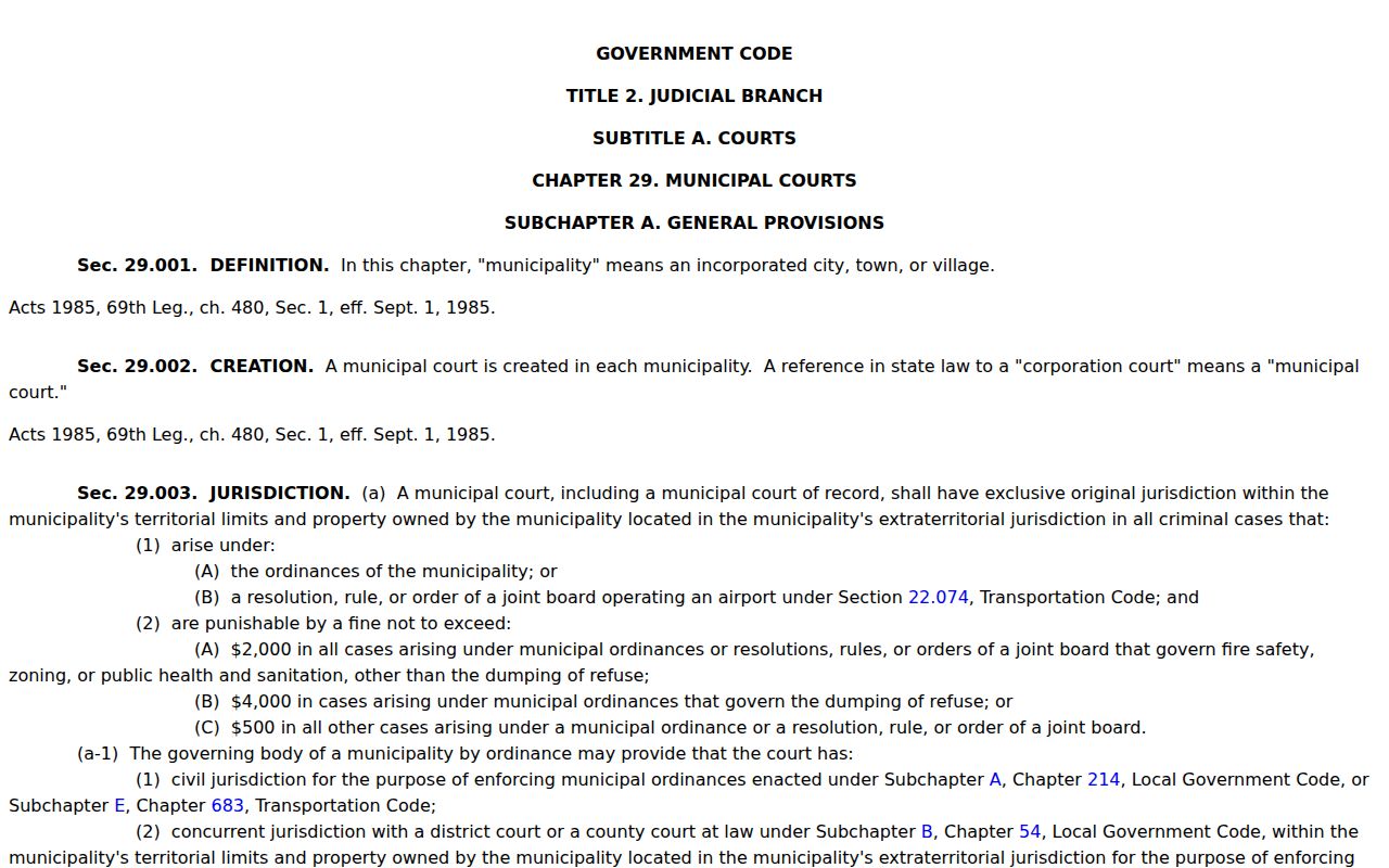Motley County municipal warrant jurisdiction reference under Texas law